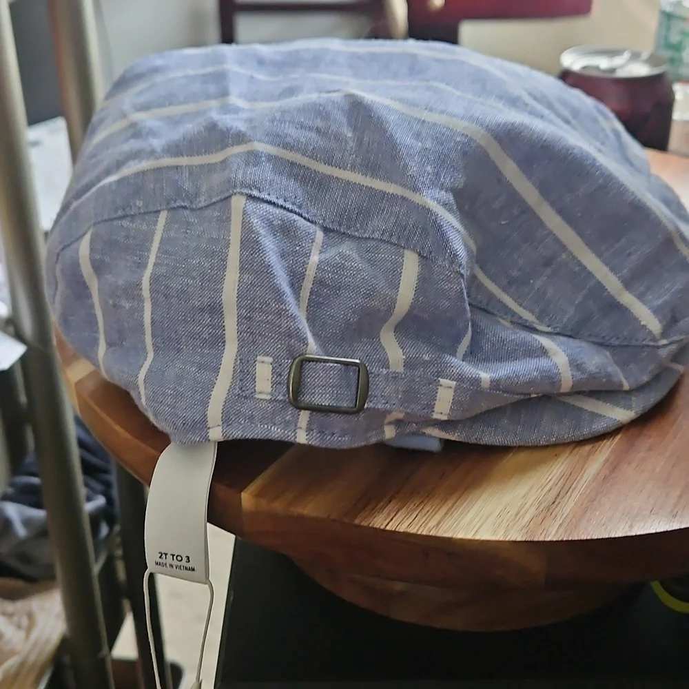 Janie‎ And  Jack Blue  and White Striped Flat Cap